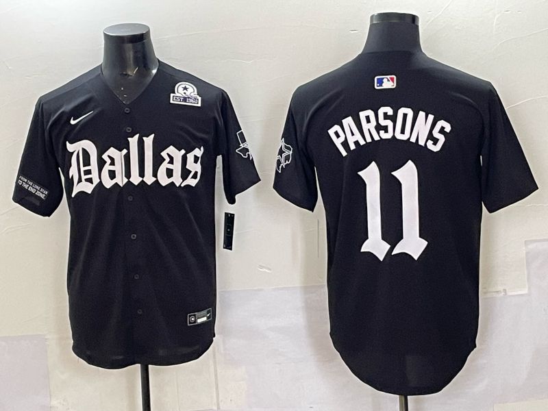 Men 2025 Nike Dallas Cowboys #11 Parsons Black 5th generation Joint Name Limited NFL Jersey 016